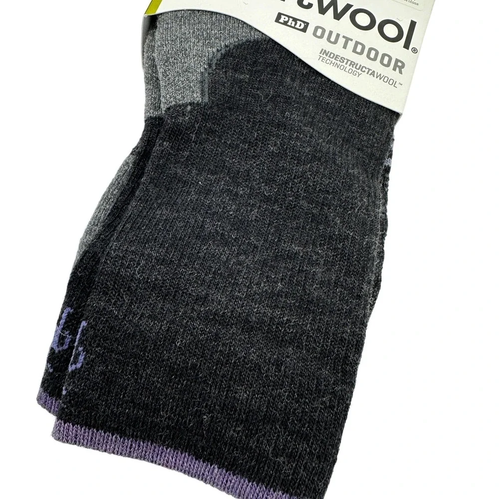 Smartwool Socks Womens M Charcoal PhD Outdoor Light Cushion Crew Merino Wool NWT